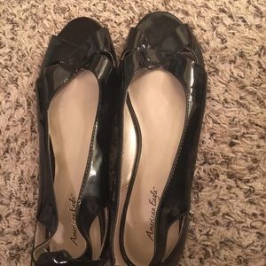 Size 11 Payless Black Peep Toe Flats